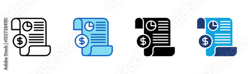 Financial Report icon Multi Style Vector Illustration