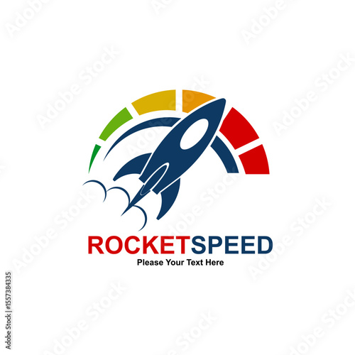 Rocket Speed logo with a rocket launching in front of a speedometer, symbolizing fast progress.