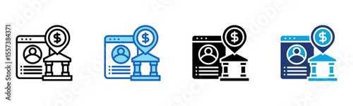Bank Profile icon Multi Style Vector Illustration