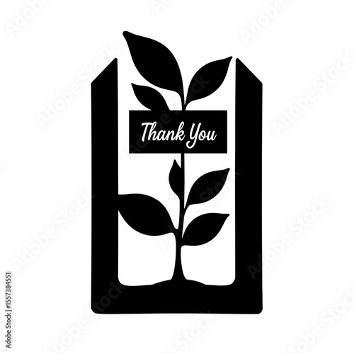 Silhouette seed packet with thank-you label, nature gift symbolism
