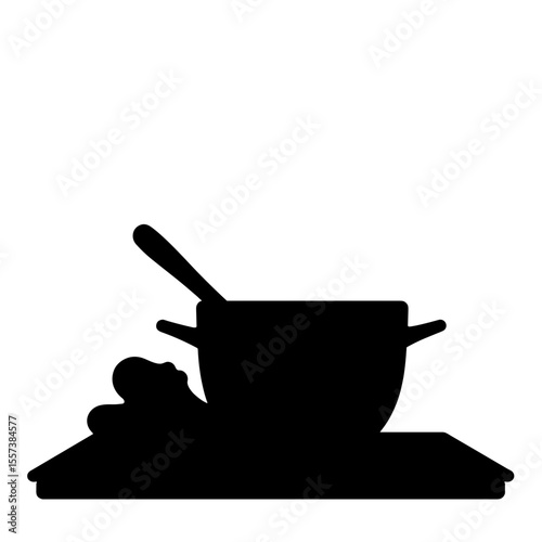 Silhouette of ginger root and steaming bowl on mat, herbal detox and wellness