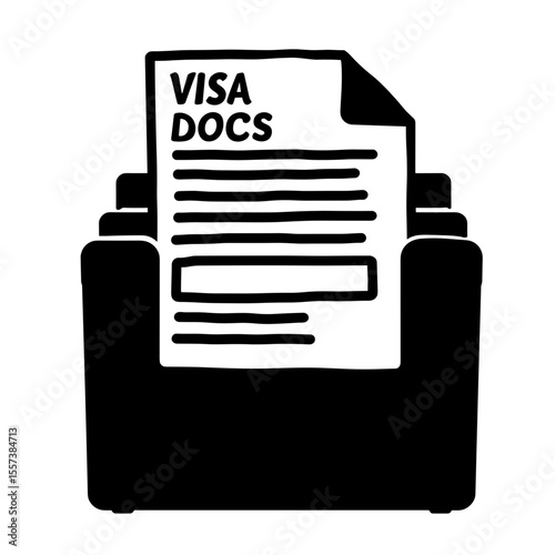 Silhouette of document in scanner for visa docs, digital archiving process