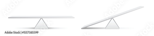 Two Seesaw Vector. balancing on seesaw.  balanced and unbalanced triangular base
