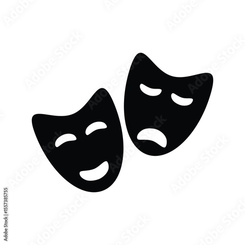 Theater Mask Icon Flat Style Set
