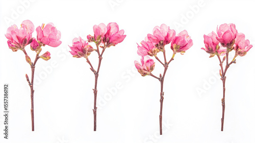 Pink Flower Blossoms A Collection of Four Delicate Spring Branches