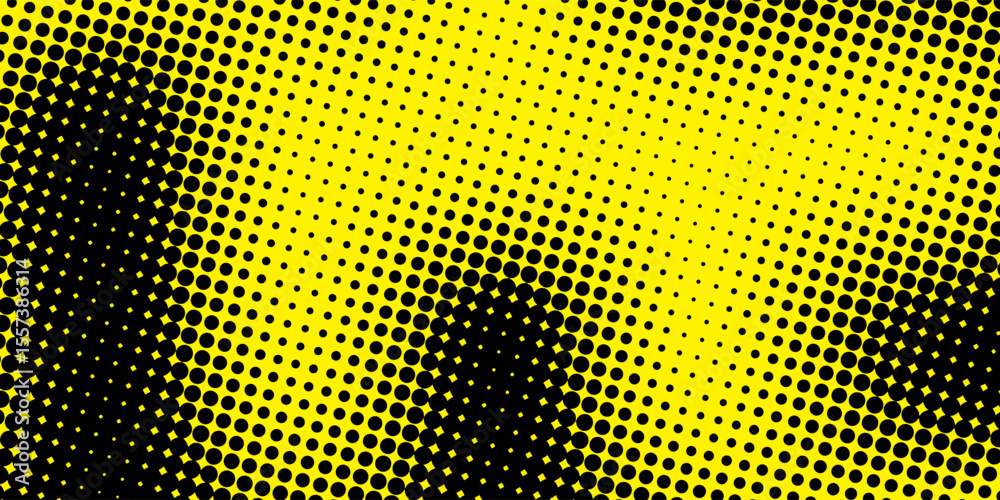 Yellow and black backdrop with dot halftone pattern element. Abstract brush grunge background. retro comic concept for your graphic design, banner or poster. Vector illustration.
