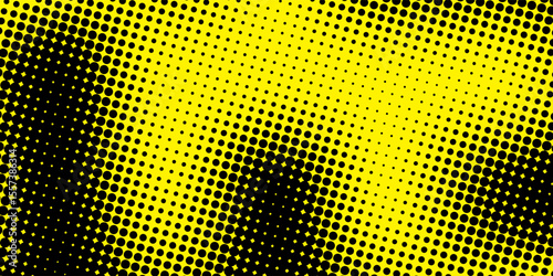Yellow and black backdrop with dot halftone pattern element. Abstract brush grunge background. retro comic concept for your graphic design, banner or poster. Vector illustration.