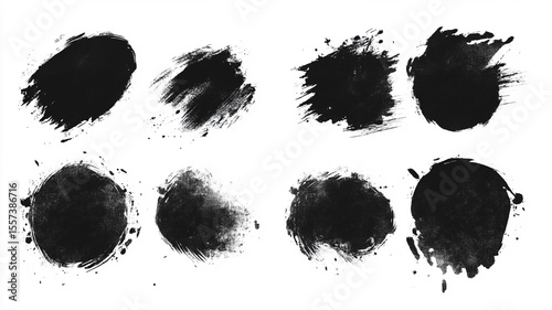 Collection of Black Ink Blots and Brush Strokes High-Resolution Textures