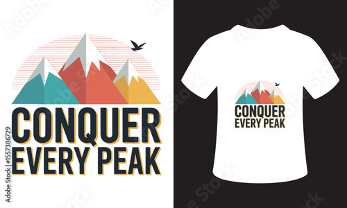 Typhography T-Shirt Design On National Mountain Climbing Day