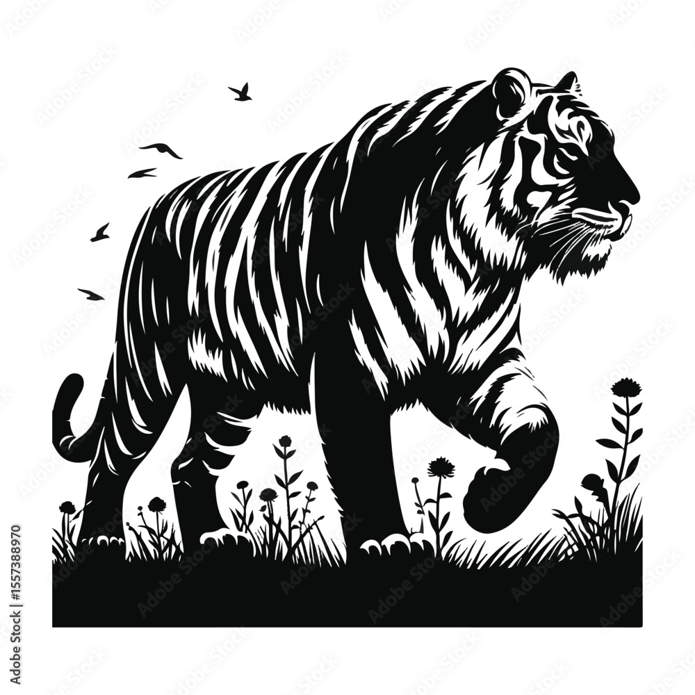 Naklejka premium Lion Silhouette Vector Illustration | Wild Animal Graphic | Jungle King Design