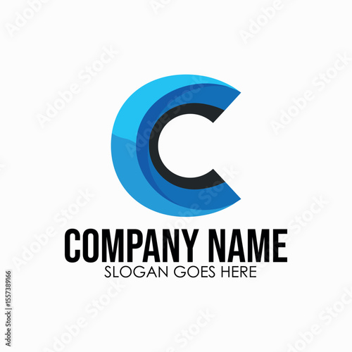 Stylized letter C logo, abstract and modern minimalist logo