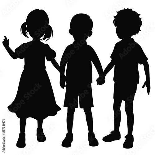 vector silhouette of children