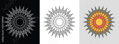 Wallpaper Mural Round star mandala with vibrant symmetrical patterns for bold decorative art. Torontodigital.ca