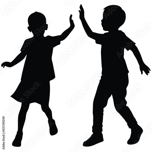 vector silhouette of children