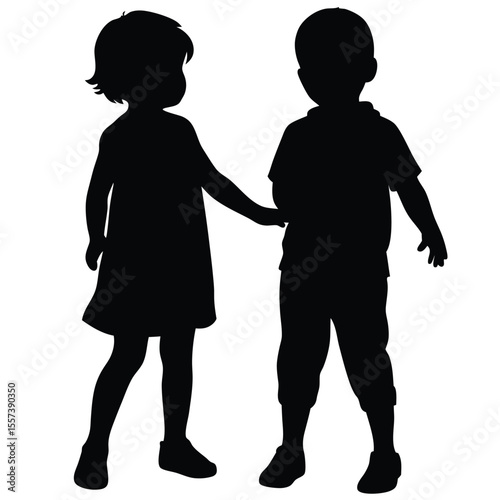 vector silhouette of children