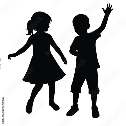 vector silhouette of children
