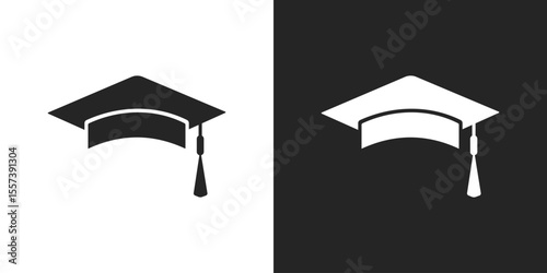 Graduation cap, academic hat icon vector design