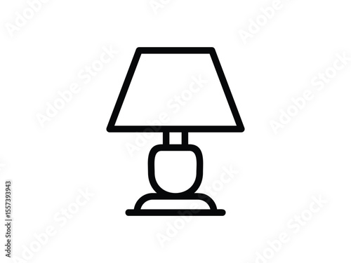 Vector table lamp line art. Black outline vector of a table lamp with elegant design, ideal for digital interfaces, presentations, and icon sets.