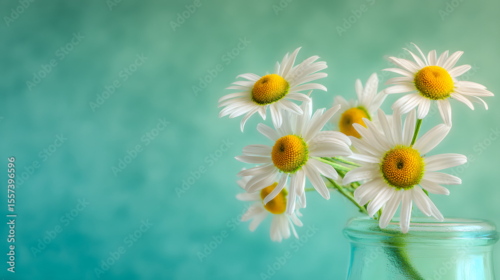 Fototapeta premium Daisies in a vase, a moment of simple beauty and quiet serenity.
