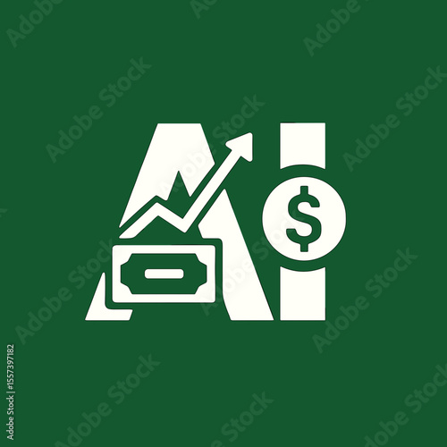 Minimalist Style Artificial Intelligence Investment Growth and Currency Icon