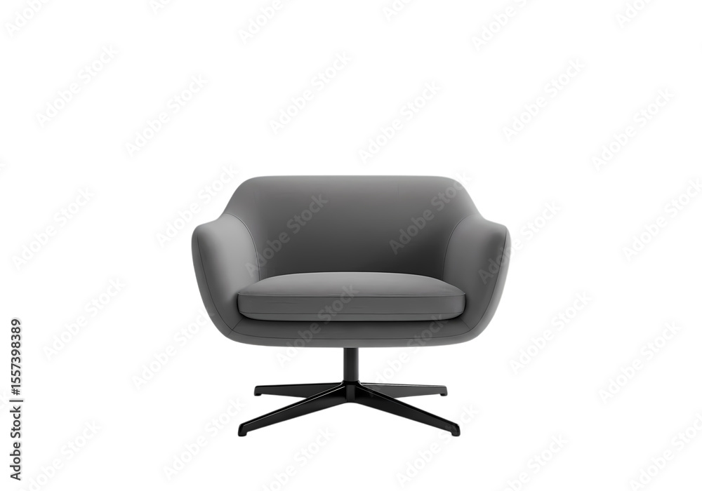 Fototapeta premium Contemporary Swivel Armchair A Study in Grey isolated on transparent background