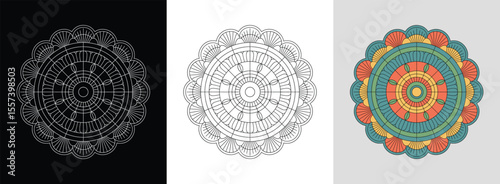 Ocean wave mandala with shells, fish, and bright tropical beach colors for coastal decor.