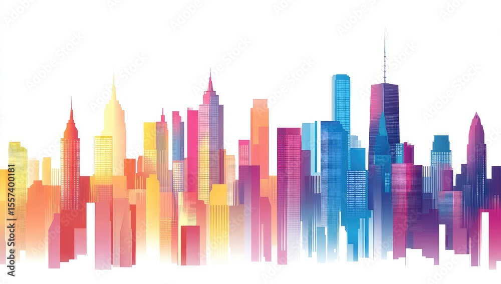 Obraz premium Colorful cityscape skyline (1)