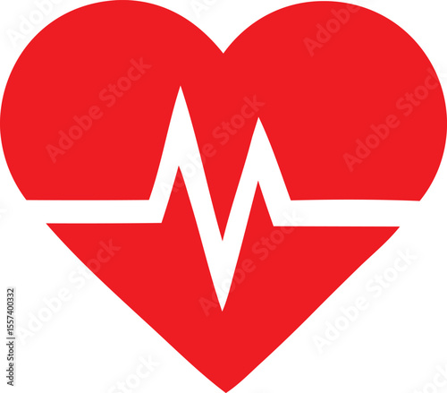 A bold red heart shape prominently displays a white electrocardiogram line symbolizing life health and vital signs