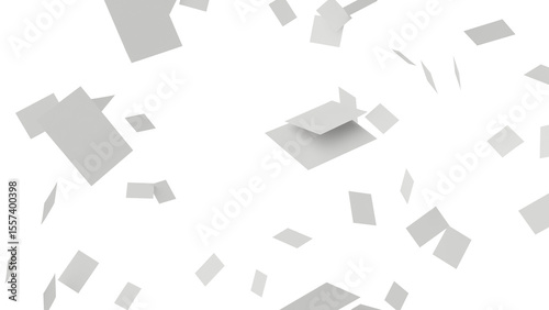 Foto 3D Render a bunch of white papers flying in the air