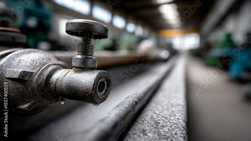 Industrial valve close-up in a factory