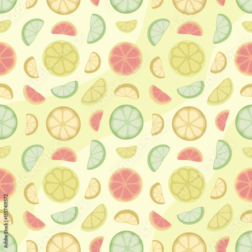 Seamless pattern with fresh citrus fruit slices