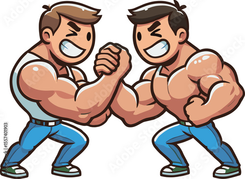 腕を組む男性2人のイラスト