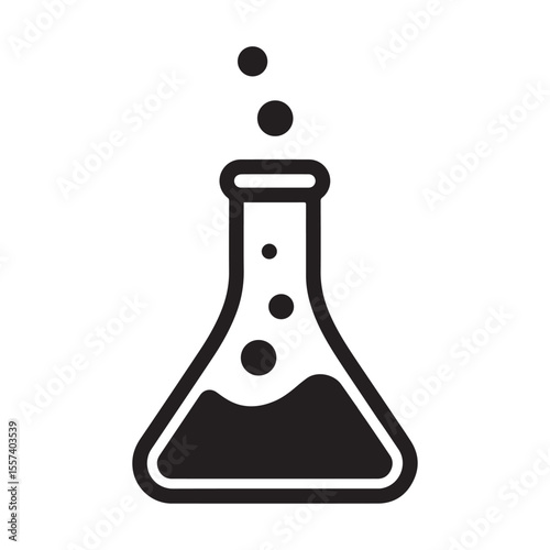 Icon of flask with bubbling liquid symbolizing scientific experiment and chemistry research