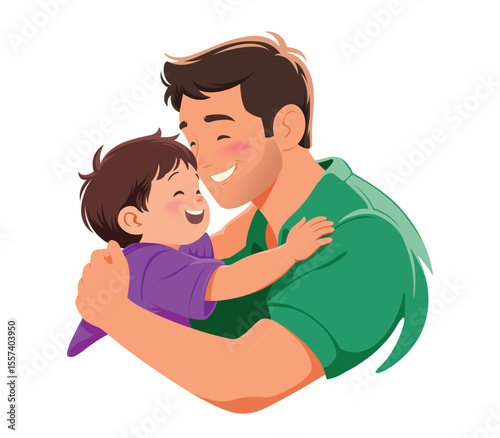 Father and child Hugging each other - vector illustration, This illustration suitable for Father’s day greeting card design.
