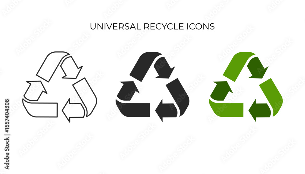 Obraz premium A universal symbol featuring three interconnected arrows pointing clockwise in a triangle, denoting recycling and eco-friendly practices.