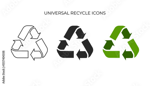 A universal symbol featuring three interconnected arrows pointing clockwise in a triangle, denoting recycling and eco-friendly practices.