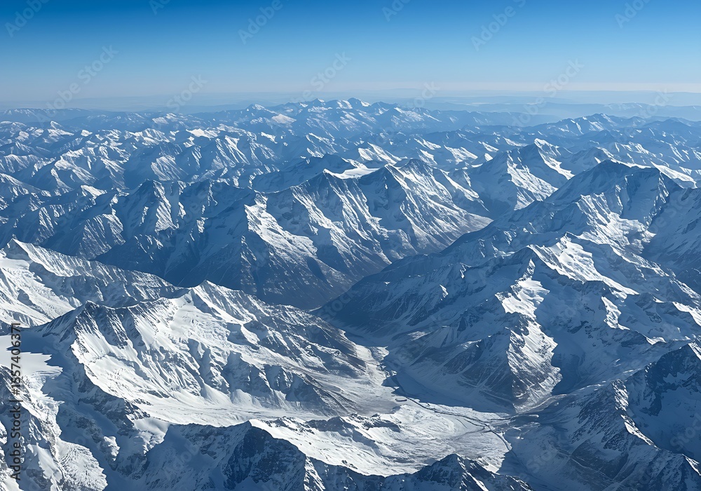 Fototapeta premium Stunning Snow-Clad Peaks of the Himalayas — Serene and Beautiful Mountain Scenery