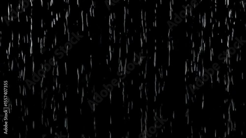 Abstract Black Background with Falling White Rain Effect, Atmospheric Visuals