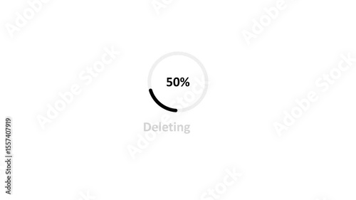 Deleting Progress Circle Animation on white Background . Data Erasing UI UX Interface .System Remove Loading Screen Concept