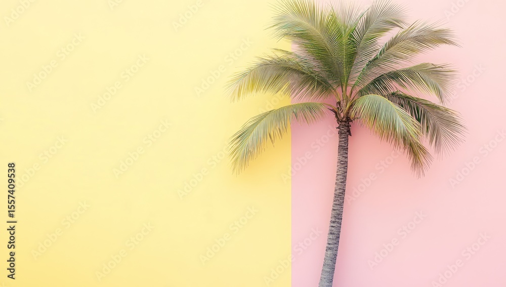 Obraz premium Palm tree against pastel background