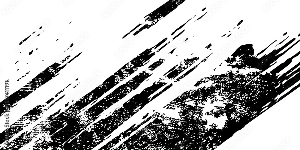 Black and white grunge hexagon pattern with distortion for background