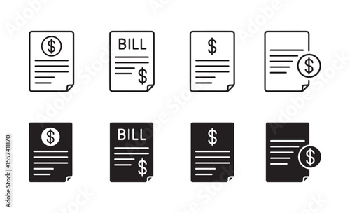 Invoice icon  set with dollar symbol representing billing and payment ,Tax sign design. Paper bank document icon. Vector illustration .