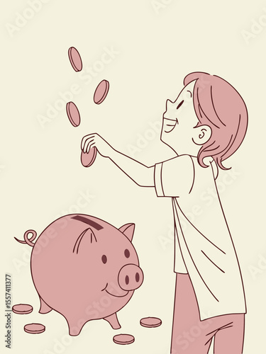  Illustration of a joyful child tossing coins, a concept of generosity or wealth.