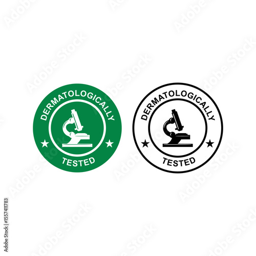 Dermatologically Tested logo with a microscope, ideal for verified skin care products.