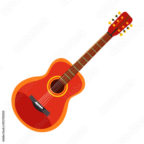 Illustration of an Isolated Acoustic Guitar on a White Background Perfect for Music Related Designs and Projects