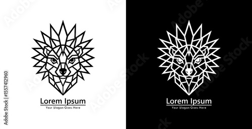 Hedgehog head logo design with modern geometric style