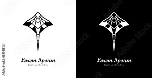 Stingray shaped logo design with modern geometric style