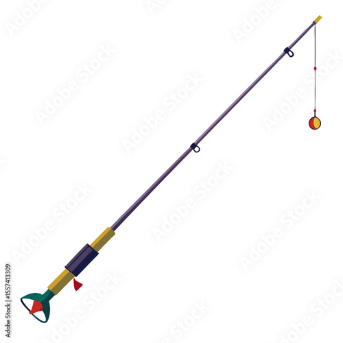 Isolated Fishing Rod Illustration Angling Equipment Sport Fishing Recreational Activity and Fishing Gear on White Background