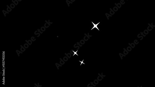 Animated Night Sky with Glowing Star Sparkle and Glitter Particles on Black Background for Fantasy and Space Themes in 4K