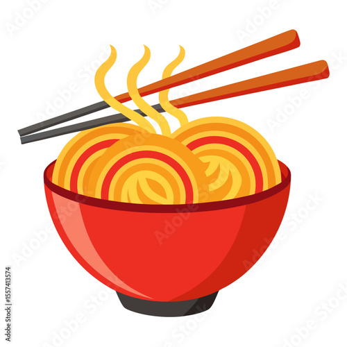 Illustration of Isolated Noodles Food with Chopsticks Featuring Asian Cuisine and Culinary Delights